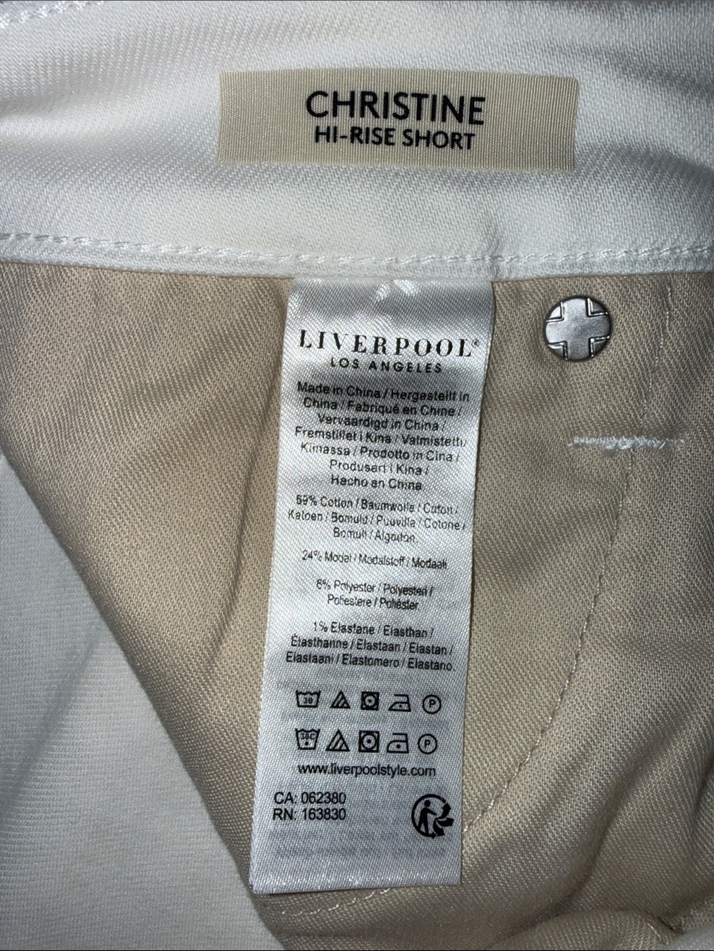 Liverpool White Frayed Hem Denim Shorts - Picture 6 of 7
